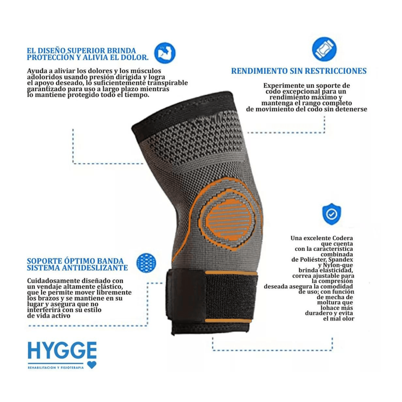 Codera Elástica Hyggefit Abrojo Deportiva Rehabilitación - Imagen 3