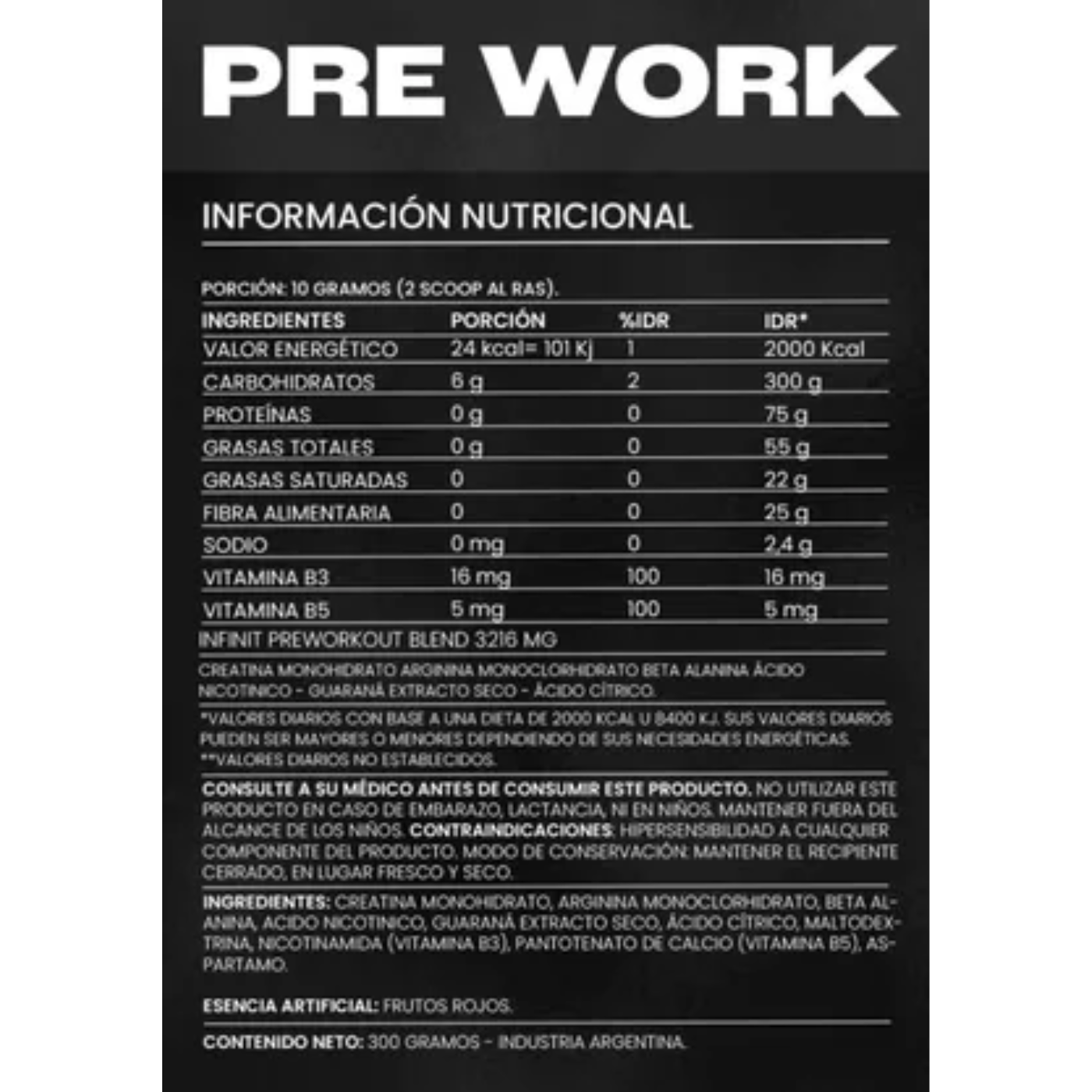 Pre Work Pre Entrenamiento Infinit Nutrition - Imagen 4