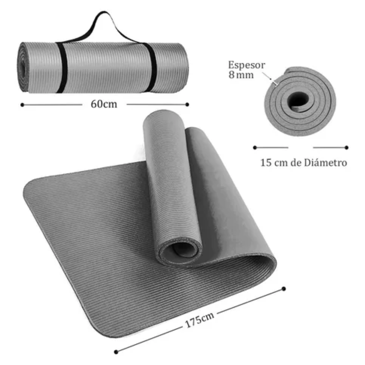Colchoneta Mat Yoga 8mm NBR - Imagen 2