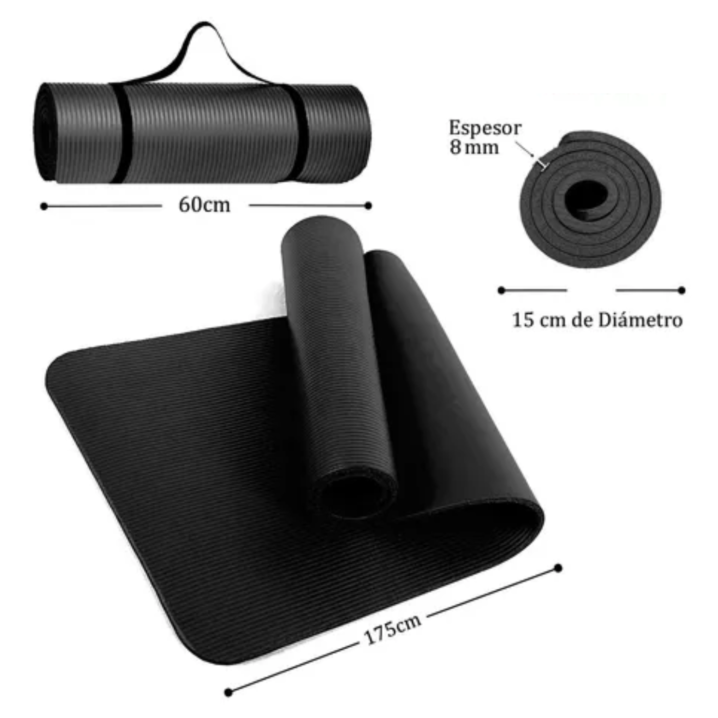 Colchoneta Mat Yoga 8mm NBR - Imagen 7