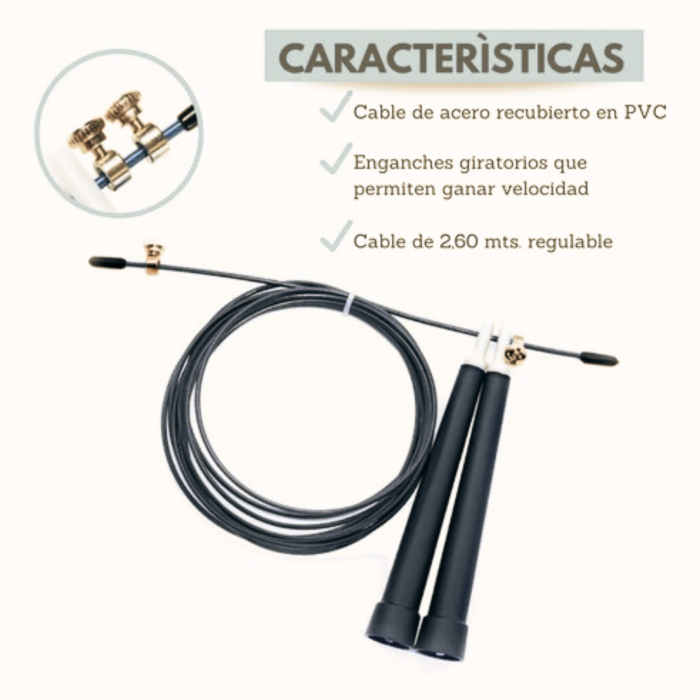 Soga De Salto Speed Rope Cable De Acero Rulemanes - Imagen 3
