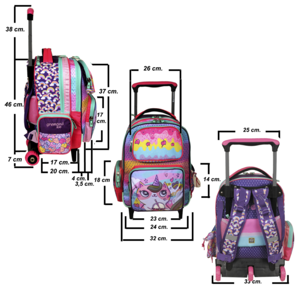 Mochila Gremond Con Carro 26 Litros + Funda Impermeable - Imagen 2