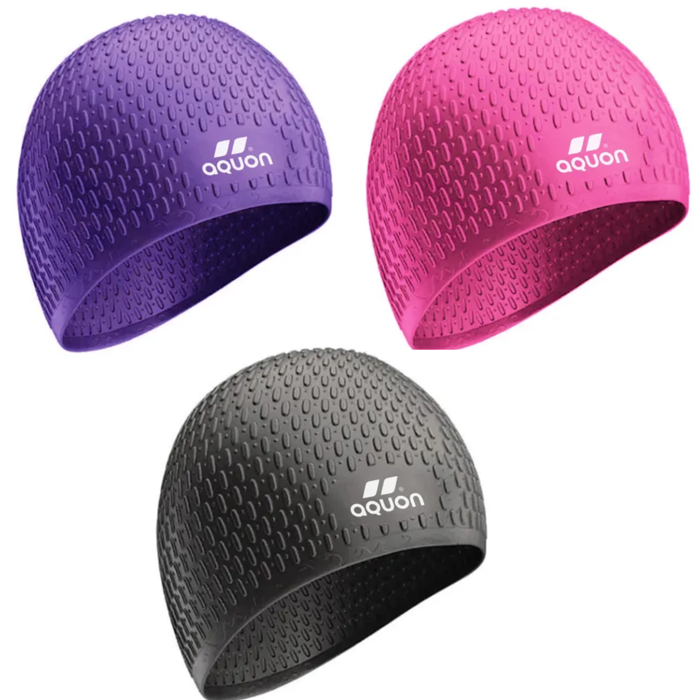 Gorro De Natación Aquon Bubble Silicona Pelo Largo