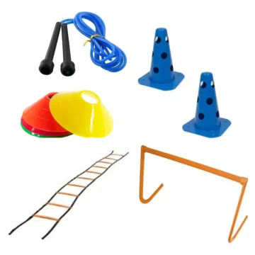 Kit Entrenamiento Conos tortuga y ranurados 20cm + Escalera 10 peldaños + Valla 30cm + Soga Salto