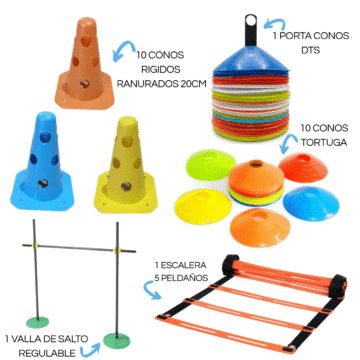 Kit Entrenamiento Fútbol Valla 1m + Escalera + Conos + Porta Conos