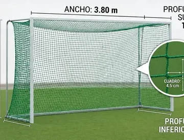 Redes de hockey 3,80 × 2,19 m, cajón 1,20 m — par