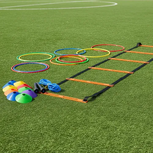 Kit 10 conos tortuga, 10 aros, escalera de 5 peldaños y soga - Imagen 2
