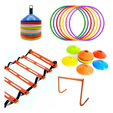 Kit 20 conos tortuga, 10 aros, escalera de 10 peldaños y valla
