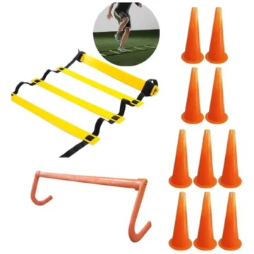 Kit 10 conos de 30 cm, escalera de 10 peldaños y valla de 30 cm