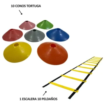 Kit 10 conos tortuga y escalera de 10 peldaños